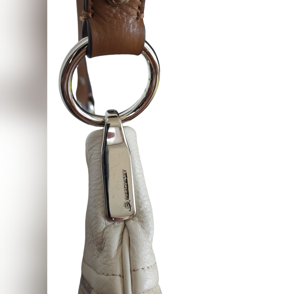 B.Makowsky Purse: Ivory Brown Juliet Crossbody Bag - Picture 9 of 12